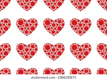 Dotted hearts seamless isolated on white background