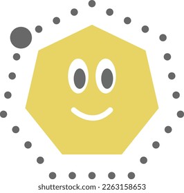 Dotted heptagon shape for tracing lines for preschool and kindergarten school kids for drawing practice