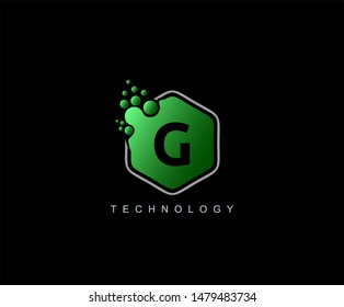 Dotted Hexa G Letter Logo. Green G Letter Design with dotted hexagon shape ,perfect for technology, software, network and science brand.