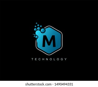 Dotted Hexa M Letter Logo. M Letter Design with dotted hexagon shape ,perfect for technology, software, network and science brand.