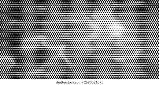 Padrão sem emenda hexágono pontilhado para o diário de bala. Textura de pontos pretos. Hexágono de ponto preto para papel de caderno. Ilustração vetorial sobre fundo branco.