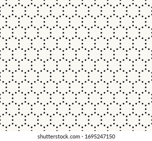 Dotted Hexagonal Grid Pattern, Monochromatic Honeycomb Background