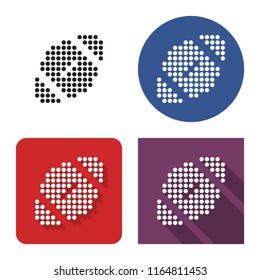 Dotted icon of american football  in four variants. With short and long shadow