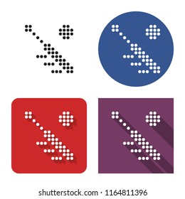 Dotted icon of  baseball in four variants. With short and long shadow