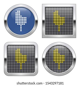 Dotted icon of bitten ice cream on glossy button in four variants
