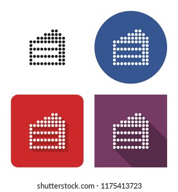 Dotted icon of cake in four variants. With short and long shadow