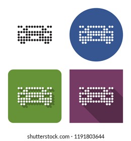 Dotted icon of car  in four variants. With short and long shadow