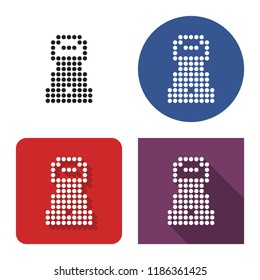 Dotted icon of cofee grinder in four variants. With short and long shadow