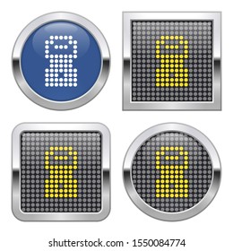 Dotted icon of cofee grinder on glossy button in four variants