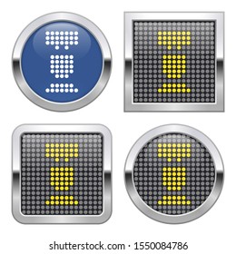 Dotted icon of cofee machine for one cup of coffee on glossy button in four variants