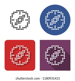 Dotted icon of compass in four variants. With short and long shadow 