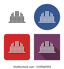 Dotted icon of construction safety helmet in four variants. With short and long shadow   
