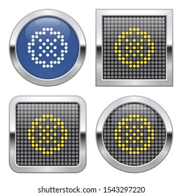 Dotted icon of cookie on glossy button in four variants