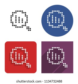 Dotted icon of decrease magnifying glass in four variants. With short and long shadow