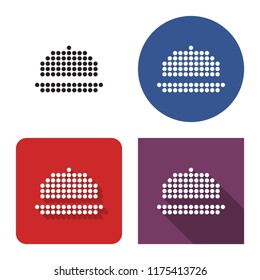 Dotted icon of  dish with lid in four variants. With short and long shadow