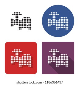 Dotted icon of electric meat chopper in four variants. With short and long shadow