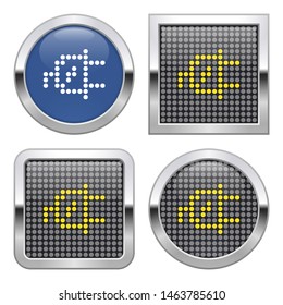 Dotted icon of electric plug on glossy button in four variants