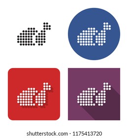 Dotted icon of  fried chicken in four variants. With short and long shadow