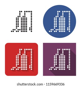 Dotted icon of gas-distribution station in four variants. With short and long shadow   
