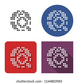 Dotted icon of global search in four variants. With short and long shadow
