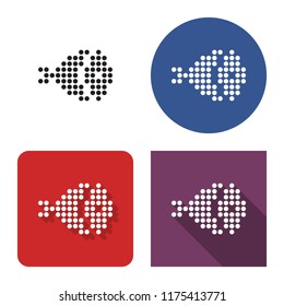 Dotted icon of ham in four variants. With short and long shadow