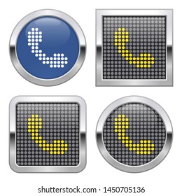 Dotted icon of handset on glossy button in four variants