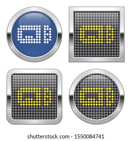 Dotted icon of microwave on glossy button in four variants
