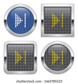 Dotted icon of  next track  on glossy button in four variants
