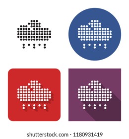 Dotted icon of rain with hail in four variants. With short and long shadow 