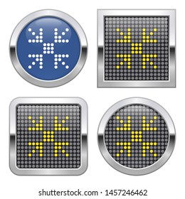 Dotted icon of  reduce screen size on glossy button in four variants