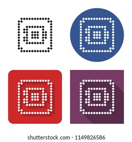 Dotted icon of  safe in four variants. With short and long shadow