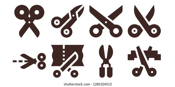  dotted icon set. 8 filled dotted icons. Simple modern icons about  - Scissors