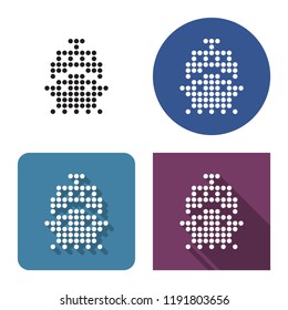 Dotted icon of ship in four variants. With short and long shadow