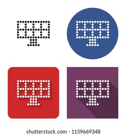 Dotted icon of solar battery in four variants. With short and long shadow   