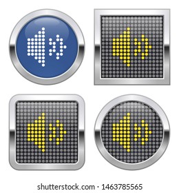 Dotted icon of sound enabled on glossy button in four variants