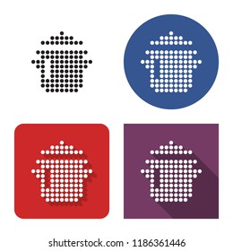 Dotted icon of stew pan in four variants. With short and long shadow