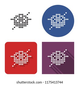 Dotted icon of  sushi roll and chopsticks in four variants. With short and long shadow
