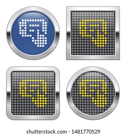 Dotted icon of tablet touch screen on glossy button in four variants