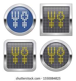 Dotted icon of tableware on glossy button in four variants