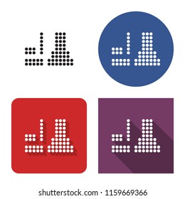 Dotted icon of termal or nuclear power plant in four variants. With short and long shadow   