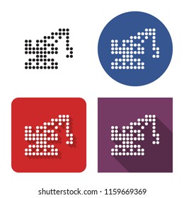 Dotted icon of tractor crane in four variants. With short and long shadow   