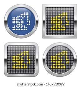 Dotted icon of tractor crane on glossy button in four variants