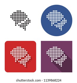 Dotted icon of  two blank speech bubbles (dialogue icon) in four variants. With short and long shadow