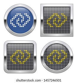 Dotted icon of unlinked chain on glossy button in four variants