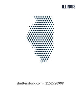 Dotted Illinois map isolated on white background.