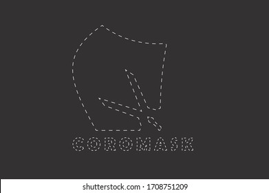 A dotted illustration logo on a dark background for thos who want to make an home-made mask brand against Covid-19.