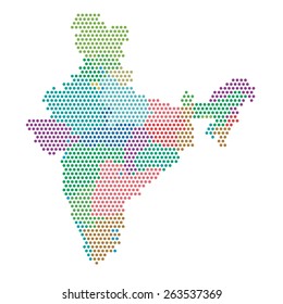 Dotted india map colorful states