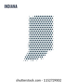 Dotted Indiana map isolated on white background.
