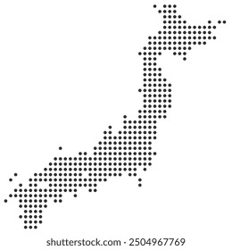 Dotted Japan map, black dot map of Japan vector illustration