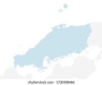 dotted Japan map, Chugoku region. large size. including surrounding area.